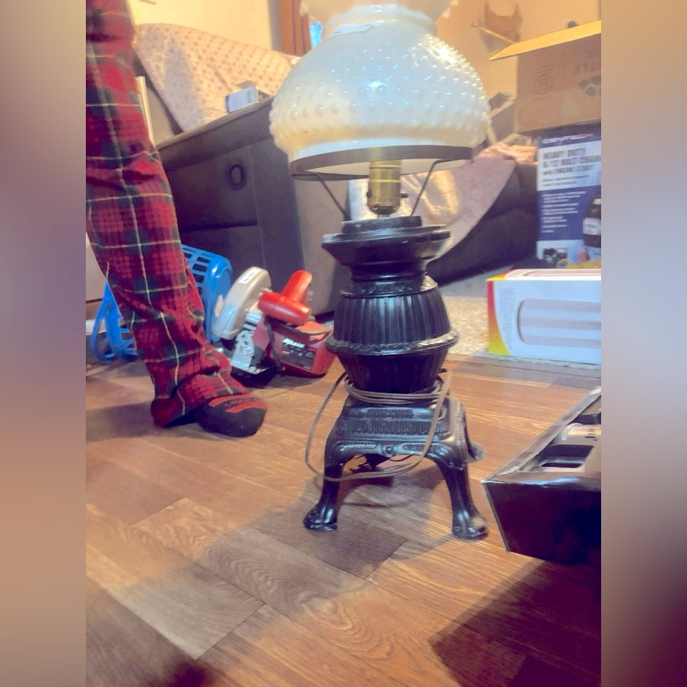 Vintage wood stove lamp